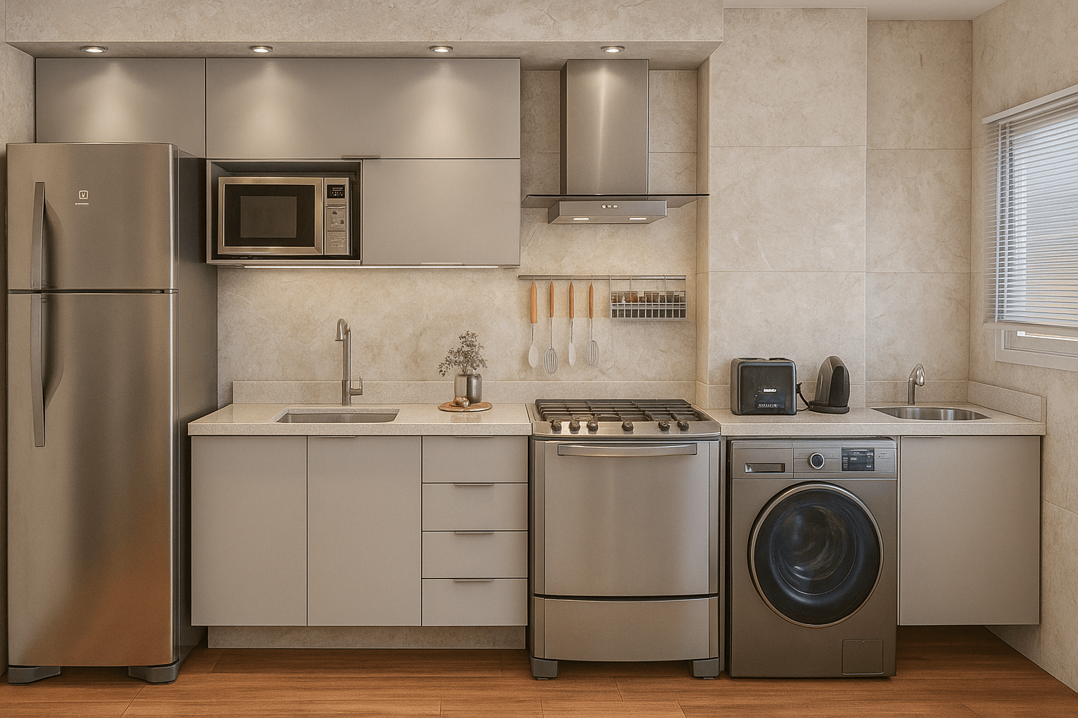 Kit Cozinha  e Lavanderia Completa - Bronze