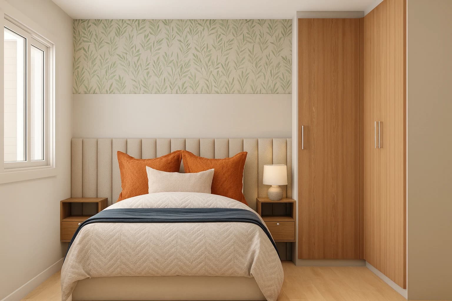 Quarto planejado em L: conforto, leveza e organização no dia a dia